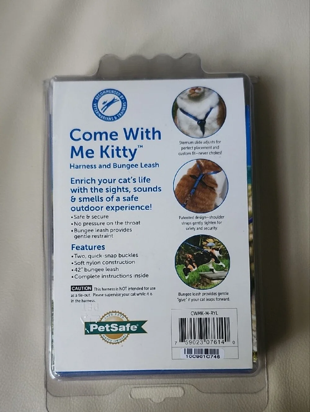 PetSafe Come With Me Kitty Harness and Bungee Leash - Royal Blue/Navy
